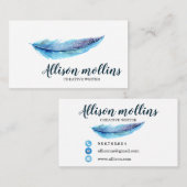 Moderne Creative Writer Feather Logo Visitekaartje (Voorkant / Achterkant)
