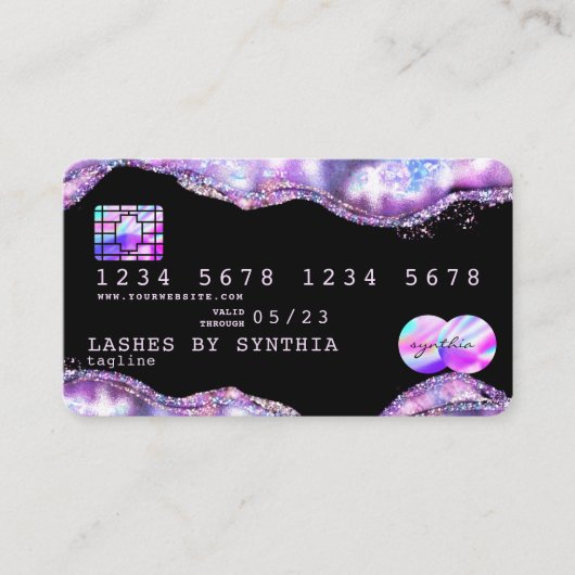 Moderne creditcard styling opal Iridescent Visitekaartje (Voorkant)