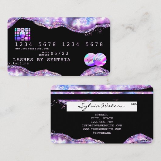 Moderne creditcard styling opal Iridescent Visitekaartje (Voorkant / Achterkant)