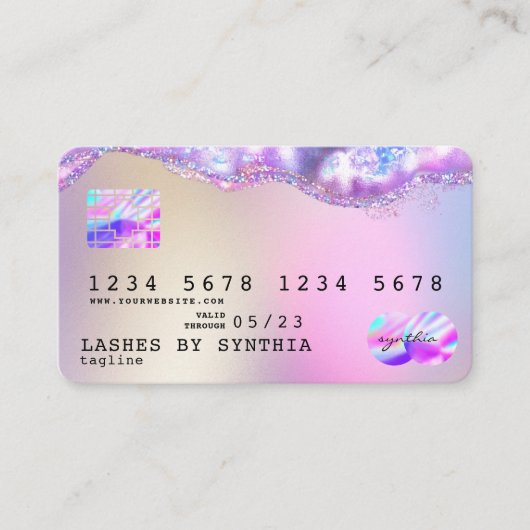 Moderne creditcard styling opal Iridescent Visitekaartje (Voorkant)