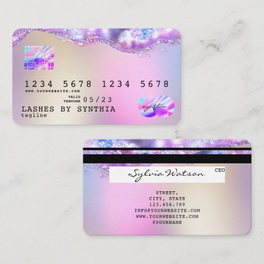 Moderne creditcard styling opal Iridescent Visitekaartje (Voorkant / Achterkant)