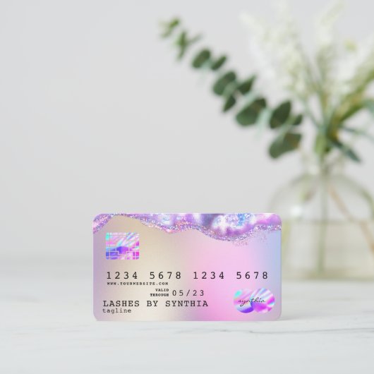 Moderne creditcard styling opal Iridescent Visitekaartje (Staand voorkant)