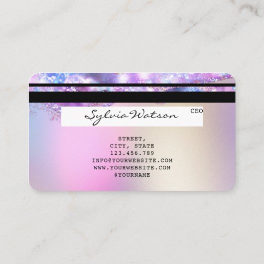 Moderne creditcard styling opal Iridescent Visitekaartje (Achterkant)