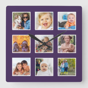 Moderne Creëer Uw Aangepaste Foto Collage Vierkante Klok