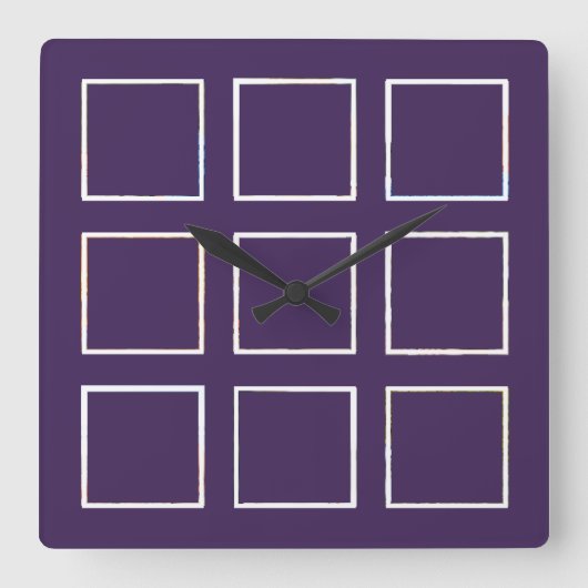 Moderne Creëer Uw Aangepaste Foto Collage Vierkante Klok (Voorkant)