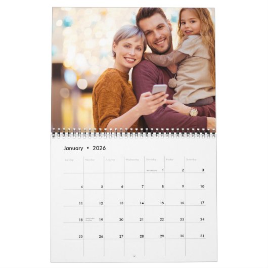 Moderne Creëer uw eigen aangepaste familiefoto Kalender (Jan 2026)