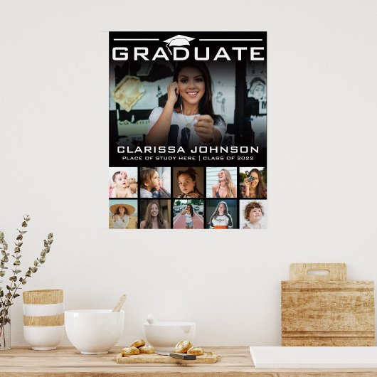 Moderne Creëer Uw Eigen Afstuderen Foto Collage Poster (Keuken)