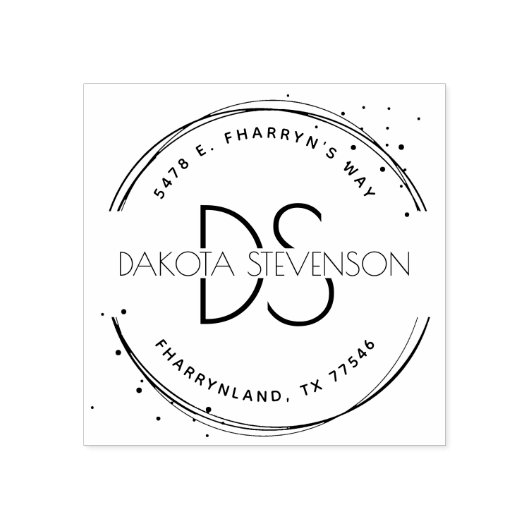 Moderne Creëer Uw Eigen Monogram en Adres van de T Rubberstempel (Afrduk)