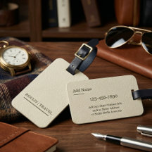 Moderne Crème Bagage Label - ROULIV Travel Signatu