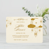 Moderne Crème Beige Gouden Iftar Diner Moslim Part Kaart (Staand voorkant)