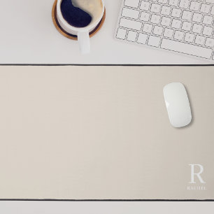 Moderne Crème Beige Op Maat Gemaakte Initiaal Mono Bureaumat
