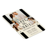 Moderne Crème Bewaar de Datum 3 Foto Bruiloft Magneet (Rechterzijde)