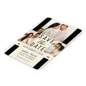 Moderne Crème Bewaar de Datum 3 Foto Bruiloft Magneet (Linkerzijde)