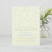 Moderne Crème & Blauwe Baby Sprinkle Uitnodiging (Staand voorkant)