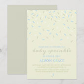 Moderne Crème & Blauwe Baby Sprinkle Uitnodiging (Voorkant / Achterkant)
