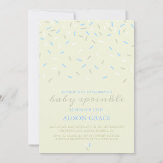 Moderne Crème & Blauwe Baby Sprinkle Uitnodiging