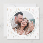 Moderne Crème Bloemen Bewaar de datum Foto uitnodi (Achterkant)