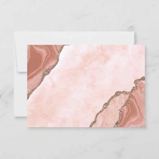 Moderne crème Blush Agate Soft Pink Glitter Gold RSVP Kaartje (Achterkant)