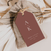 Moderne Crème Bruin Monogram Aarde Toon bruiloft Cadeaulabel