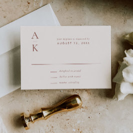 Moderne Crème Bruin Monogram Aarde Toon bruiloft RSVP Kaartje