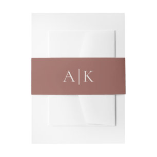 Moderne Crème Bruin Monogram Aarde Toon bruiloft Uitnodigingen Wikkel