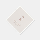 Moderne Crème Bruine Monogram Aardtint Trouw Servet (Hoek)