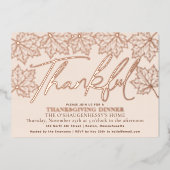 Moderne crème dankbare herfstbladeren Thanksgiving Folie Uitnodiging (Voorkant)