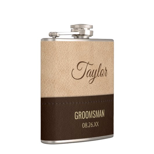 Moderne crème en bruin leder heupfles (Rechts)