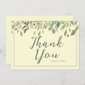 Moderne crème en eucalyptus - Hartelijk dank voor  Bedankkaart (Voorkant / Achterkant)