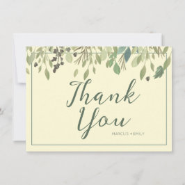 Moderne crème en eucalyptus - Hartelijk dank voor  Bedankkaart