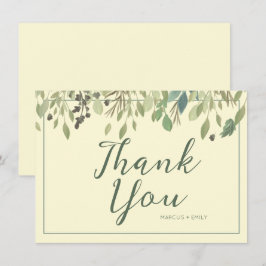 Moderne crème en eucalyptus - Hartelijk dank voor  Bedankkaart