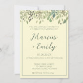 Moderne crème- en eucalyptusbruiloft kaart (Voorkant)