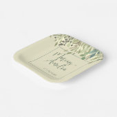 Moderne crème- en eucalyptusbruiloft papieren bordje (Gebogen)