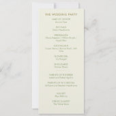 Moderne crème en groen minimalistisch huwelijkspro (Achterkant)