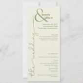 Moderne crème en groen minimalistisch huwelijkspro (Voorkant)