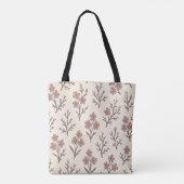 Moderne Crème en Stof Roze Bloem Tas (Achterkant)