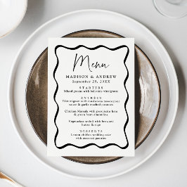 Moderne Crème en Zwarte Golvende Lijst Bruiloft Menu