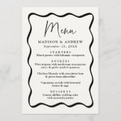 Moderne Crème en Zwarte Golvende Lijst Bruiloft Menu (Voorkant)