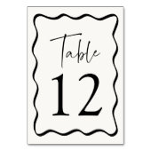 Moderne Crème en Zwarte Golvende Lijst Trouwfeest Kaart (Voorkant)