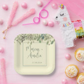 Moderne Crème & Eucalyptus Bruiloft Papieren Bordje (Feest)