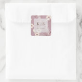 Moderne Crème Floral Monogram Bruiloft Sticker (Tas)