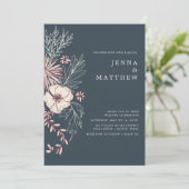 moderne crème florale bruiloft kaart (Staand voorkant)