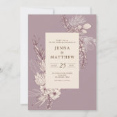 moderne crème florale bruiloft kaart (Voorkant)