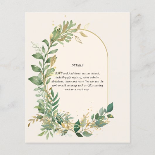 Moderne Crème Gouden Groene Bladeren Botanische Br Flyer (Achterkant)