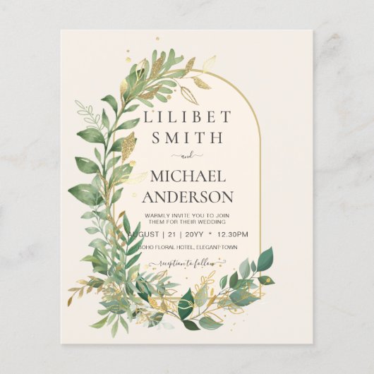 Moderne Crème Gouden Groene Bladeren Botanische Br Flyer (Voorkant)