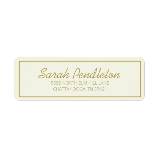 Moderne Crème Gouden Script Etiket (Voorkant)