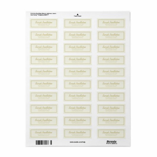 Moderne Crème Gouden Script Etiket (Full Sheet)