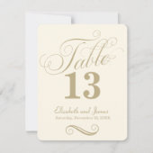 Moderne Crème Gouden Script Tafelnummer Bruiloft (Voorkant)