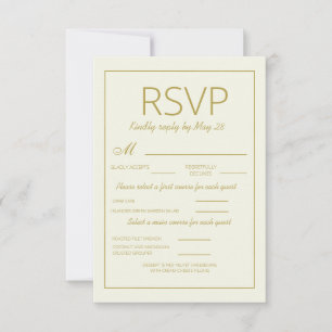 Moderne Crème Gouden Trouw RSVP Verticale Maaltijd Kaartje