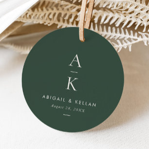 Moderne Crème Groene Monogram Aarde Toon bruiloft Bedankjes Labels